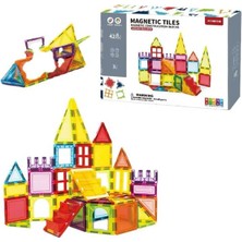 Scntoys Manyetik Yapı Blokları – Çocuklar Için Renkli 3 Boyutlu 42 Parça Manyetik Karo Oyun Seti LEGO