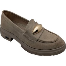 Seraphiel | Kadın Hakiki Deri Topuklu Loafer - Çiğdem Kundura - Seraphiel - Bej - 38