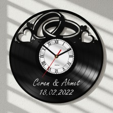 Craftverse Kişiye Özel Düğün Tarihli Yüzük Tasarımlı Plak Duvar Saati