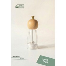 VarBiFırsat Ahşap Başlıklı Şeffaf Akrilik Tuzluk Karabiberlik Baharat Öğütücü Değirmen - 17 cm