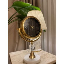 Mermer Taşlı Kar Küreli Dekoratif Masa Saati