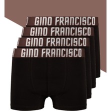 Gino Francisco Pamuklu Esnek 4'lü Kutusuz Comfort Kahve Erkek Boxer - Mood Collection