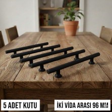 Koldoor Mobilya Dolap Kulpu Mutfak Çekmece Kulpu Çizgili Doruk Mat Siyah 96 mm 5 Adet