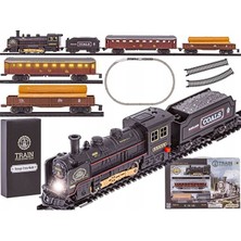 Scntoys Oyuncak 18 Parça Sesli ve Işıklı Tren Seti 103CM Büyük Boy Lokomotifli Vagonlu Tren Seti