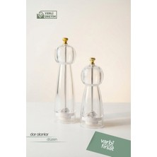 VarBiFırsat 2'li Şeffaf Akrilik Tuzluk Karabiberlik Baharat Öğütücü Değirmen Seti