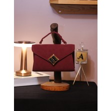 Alvora Süet Geometrik Tokalı Kapaklı Mini El & Omuz Çantası