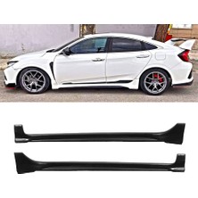 Hasakman Honda Civic Fc5 Turbo Yan Marşpiyel Seti Plastik 2 Adet Mat Siyah 2016 2017 2018 2019 2020 2021 Karlık+Ek+Bodykit