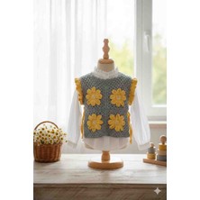 Linas Collection El Yapımı Kız Çocuk Motifli Süveter 2-4 Yaş