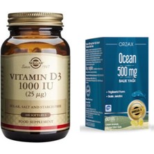 Solgar D3 Vitamini 1000 Iu 100 Kapsül + Ocean 500MG Balık Yağı 60 Kapsül Limon Aromalı