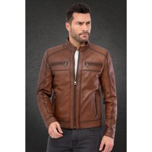 Evasim Hakiki Kuzu Deri Erkek Mont (Kahverengi)