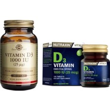 Solgar 2'li D3 Vitamin Seti-D3 Vitamini 1000 Iu 100 Kapsül + Nutraxin D3 Vitamini 1000 Iu 120 Tablet