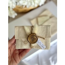 Pearlsavon Kişiye Özel Mühürlü Sabun Kesesi – Doğal Keten, Düğün & Baby Shower Hediyeliği | 10’lu Set