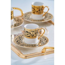 Acar Martha 24K Altın Detaylı 6 Kişilik Porselen Kahve Fincan Takımı - 90 ml