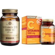 Solgar D3 Vitamini 1000 Iu 100 Yumuşak Kapsül + Nutraxin C Vitamini 1000 Mg 30 Tablet