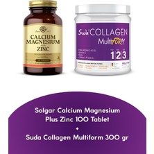 Solgar Calcium Magnesium Plus Zinc 100 Tablet + Suda Kollagen Multiform 300 gr Aromasız