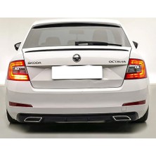Hasakman Skoda Octavia Mk3 Difüzör Parlak Siyah Plastik Egzoz Görünüm 2013-2020 Arka-Difizör-Bodykit-Ek