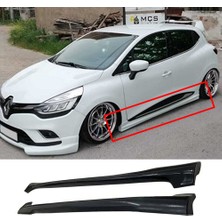 Hasakman Renault Clio 4 Rs Yan Marşpiyel Seti Plastik 2 Adet Mat Siyah 2012-2019 Karlık+Ek+Bodykit