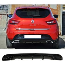 Hasakman Renault Clio 4 Difüzör Parlak Siyah Egzoz Görünüm 2012 2013 2014 2015 2016 Arka-Difizör-Bodykit-Ek