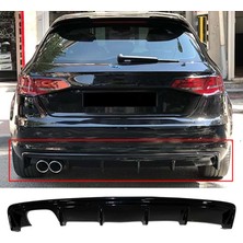 Hasakman Audi A3 8V Hb Sportback Rieger Difüzör Parlak Siyah Plastik 2012-2016 Arka-Difizör-Bodykit-Ek-Karlık