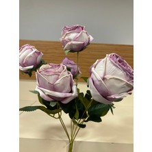 Yapay Çiçek 7'li Gonca Gül Demeti Renk Lila Yükseklik 45 cm
