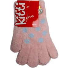 Spteks Kitti 4-8 Yaş Kız Çocuk Pembe Renk Bulut Şimşek Figürlü Kışlık Örme Eldiven