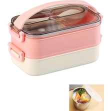 Wishora Store Bento Lunch Box Ofis-Okul Için Yeni Nesil Sefer Tası -Çorba Kaseli Model-Paslanmaz Çelik Pembe