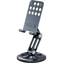 Wishora Store Profesyonel Tok Alüminyum Stand Karbon Desenli Business Model A Sınıfı Malzeme Döner Tablet Telefon Standı Masaüstü Stand Katlanabilir Cep Telefon Tutucu JR-H101 - Titanium