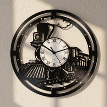 Craftverse Lokomotif Tren Tasarımlı El Yapımı Plak Duvar Saati