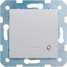 Wishora Store Novella Gümüş Kapakli Toprakli Priz Mekanizma+Düğme Kapak Çabuk Bağlanti Çarpma Karşıtı Çocuk Korumalı