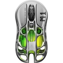Wishora Store Mercury M1 Pro Kablosuz Oyun Faresi, Magnezyum Alaşımlı Mmo Oyun Faresi, 26.000 Dpı, 88G Hafif Oyuk Tasarım, 5 Programlanabilir Düğme, 5 Dinamik Lightsync Rgb Modu, Gunmetal Gri