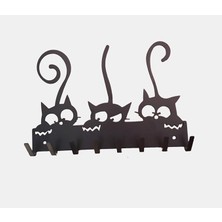 Wishora Store Anahtar Askılığı Ister Kendinden Yapışkanlı Ister Vidalı Kedicik Mat Siyah