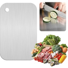 Wishora Store Paslanmaz Çelik Kesme Tahtası Mutfak Piknik Için Inox 304 Kalite Antibakteriyel Küf Tutmaz Sunumluk Kolaytemizlenir Tepsiet Sebze Meyve Doğrama Tahtası Lüks Kesme Matı 24 * 15CM