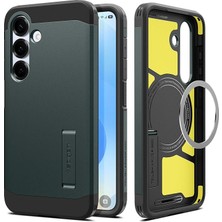 Wishora Store Galaxy S25 Ekstra Dayanıklı Kılıf Tough Armor Ai Hava Kanalı Teknolojisi™ Askeri Sınıf Koruma Magfit Özellikli Kickstand'lı Abyss Green Çift Katman Kapak - ACS09010