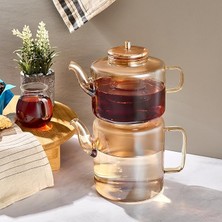 Wishora Store Tobby Borosilikat Cam Çaydanlık Amber