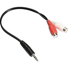 Wishora Store 4227 3.5mm Stereo Erkek Dişi 2rca Tos Ses Kablo Çevirici Adaptör, Siyah