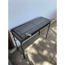 Wishora Store cm Oluklu Lama Izgaralı Demir Mangal Barbekü 75 cm Geçmeli Ayaklı Portatif Katlanabilir