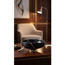 Montdekor El Yapımı Mermer Taşlı Bronz Desenli Kase