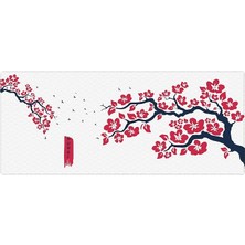 Wishora Store Gaming Sakura Mouse Pad 31X28, 70X30, 80X30, 90X40 Cherry Blossom Mouse Pad Xxl Büyük Oyuncu Mouse Altlığı Kiraz Çiçeği Mousepad (Kırmızı-Beyaz, 70X30 cm 3mm Kalınlık)