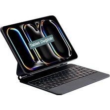 Wishora Store Ipad Pro 11 M4 2024 ile Uyumlu Manyetik Bluetooth Magic Keyboard Touchpad Işıklı Klavyeli Kılıf