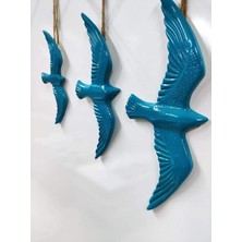 Wishora Store 3' Lü Turkuaz Kuş Duvar Süsü