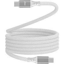 Wishora Store Mio SC1000 Usb-C To Usb-C 60W Mıknatıslı Spiral Şarj ve Data Kablosu 1m - Beyaz