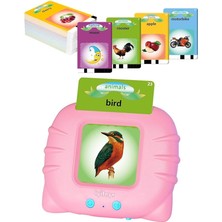 Wishora Store Öğrenim Kartları- Ingilizce Konuşan Sesli Flash Kartlar 112 Kart 224 Görsel Pembe