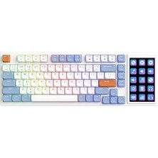 Wishora Store Ajazz AKP815%75 Low Profile Mekanik Klavye, 4.33'' LED Dokunmatik Ekranlı, Programlanabilir Rgb Gasket Kablolu Klavye, 16 Tuşlu Özel Masa Kontrolcüsü (Beyaz Mavi - Brown Switch)