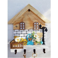 Wishora Store Papatya Temalı Raf - Raflı Anahtarlık Askısı - Hediye - Duvar Dekorasyon Beyaz 50 x 110