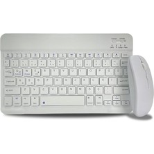 Wishora Store Bluetooth Kablosuz Türkçe Klavye ve Fare ile Mini Şarj Edilebilir Alüminyum Alışım Bluetooth Mouse Süper Hafif Taşınabillir Bluetooth Eşleştirmeli Midi Klavye 25CM x 15CM 2 Renk Seçeneği (Beyaz)