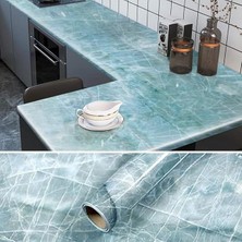 Wishora Store Mermer Desenli Masa Tezgah Mutfak Su Geçirmez Yapışkanlı Folyo Sticker Mavi 5x0,6m