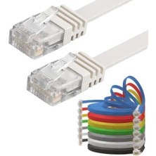 Wishora Store Cat6 Yassı RJ45 Ethernet (Network, Internet) Kablosu (15 Metre, Beyaz)