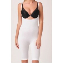 Sistina Ozlstor Beyaz Kadın Paçalı Boy Dikişsiz Korse - 751 - Beden M