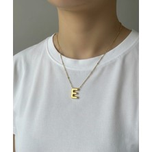 Stilly Kararmaz Çelik E Harf Balon Kolye