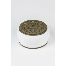 Sarıkhane Çocuk Talebe Sarığı - Beyaz Kumaş - Yeşil Takke - Düz Sarım - Kuş Gözü - 4 Metre